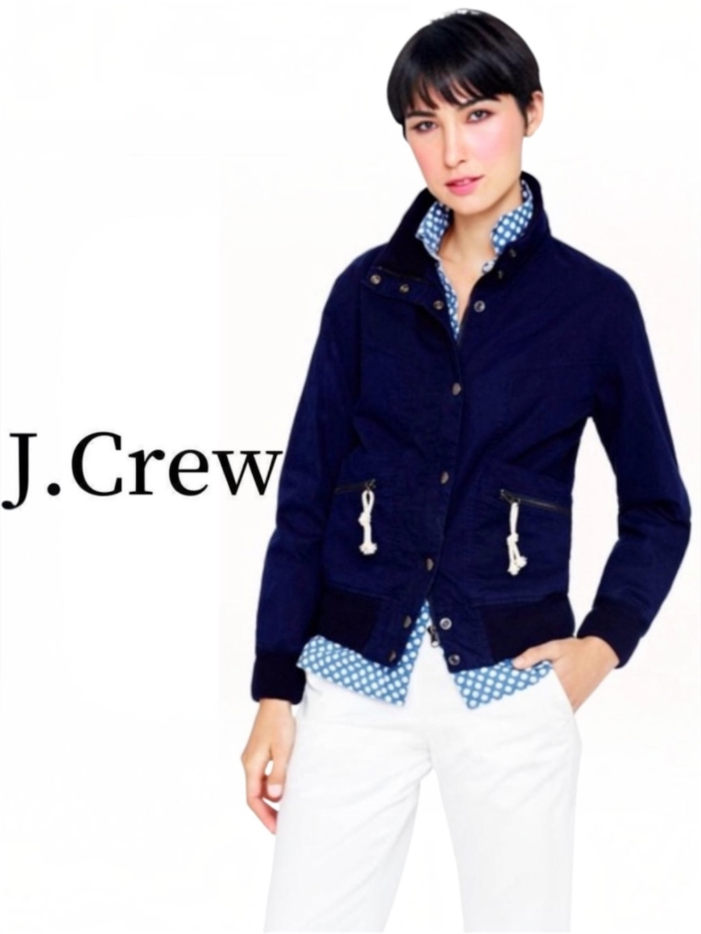 J.Crew Utility Bomber Jacket in Navy Blue Size Medium Like New